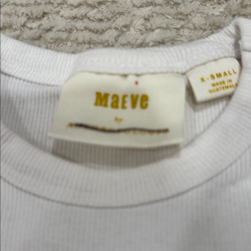 Maeve White Ribbed Short Sleeve Tee for Kids - Picture 2 of 3